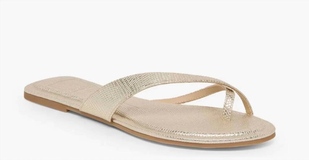 NEW DOLCE VITA women's lennex flat platinum sandal in metallic light gold